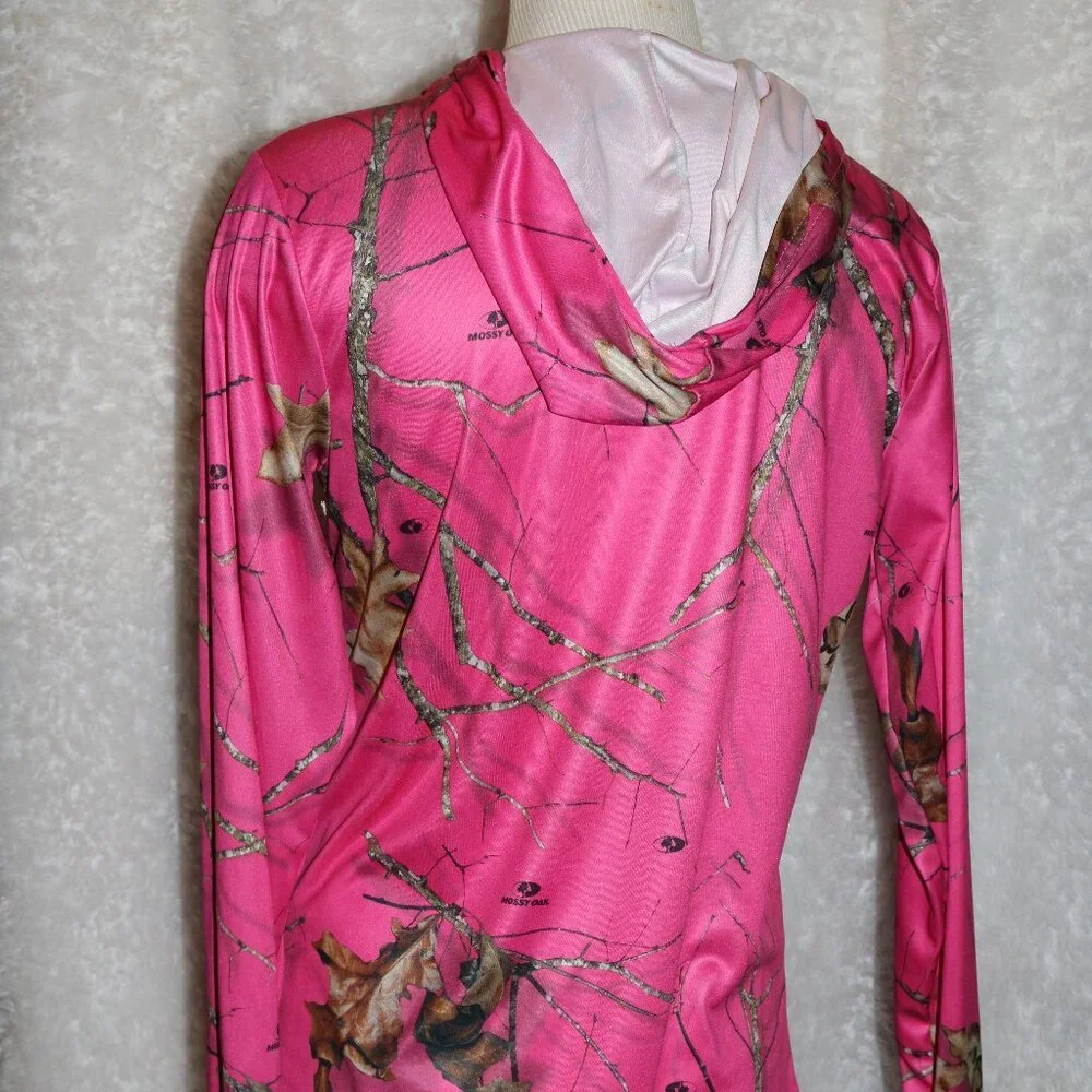 Mossy Oak pink woods camo sun summer fishing beach hoodie Large